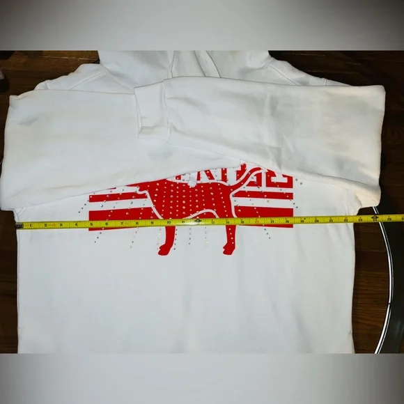 VS PINK~ White Sweatshirt w/ Red Dog Bling Design - Picture 12 of 14